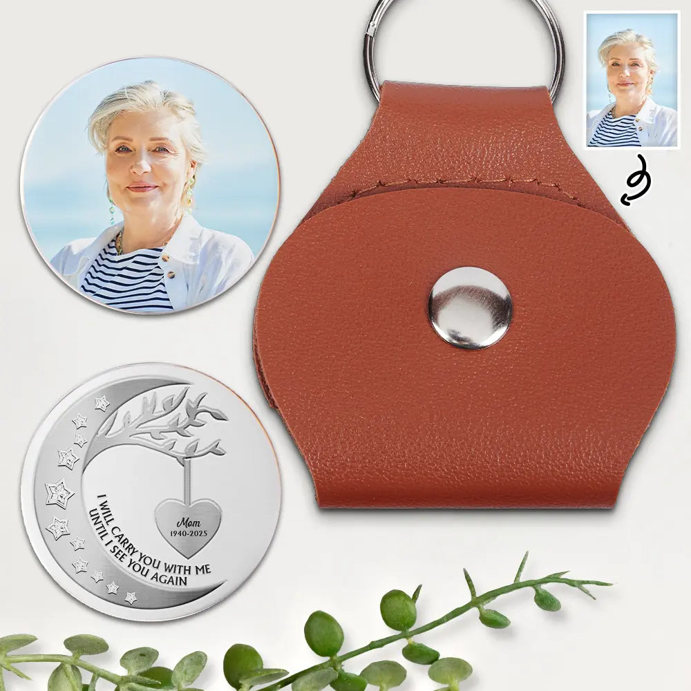 Custom Photo I Will Carry You With Me - Personalized Leather Pocket Hug