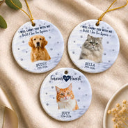 Sentimental,Custom Photo,Pet Lovers,Memorial,Remove BG Photo - Custom Photo I Will Carry You With Me Pet Memorial - Personalized Circle Ceramic Ornament