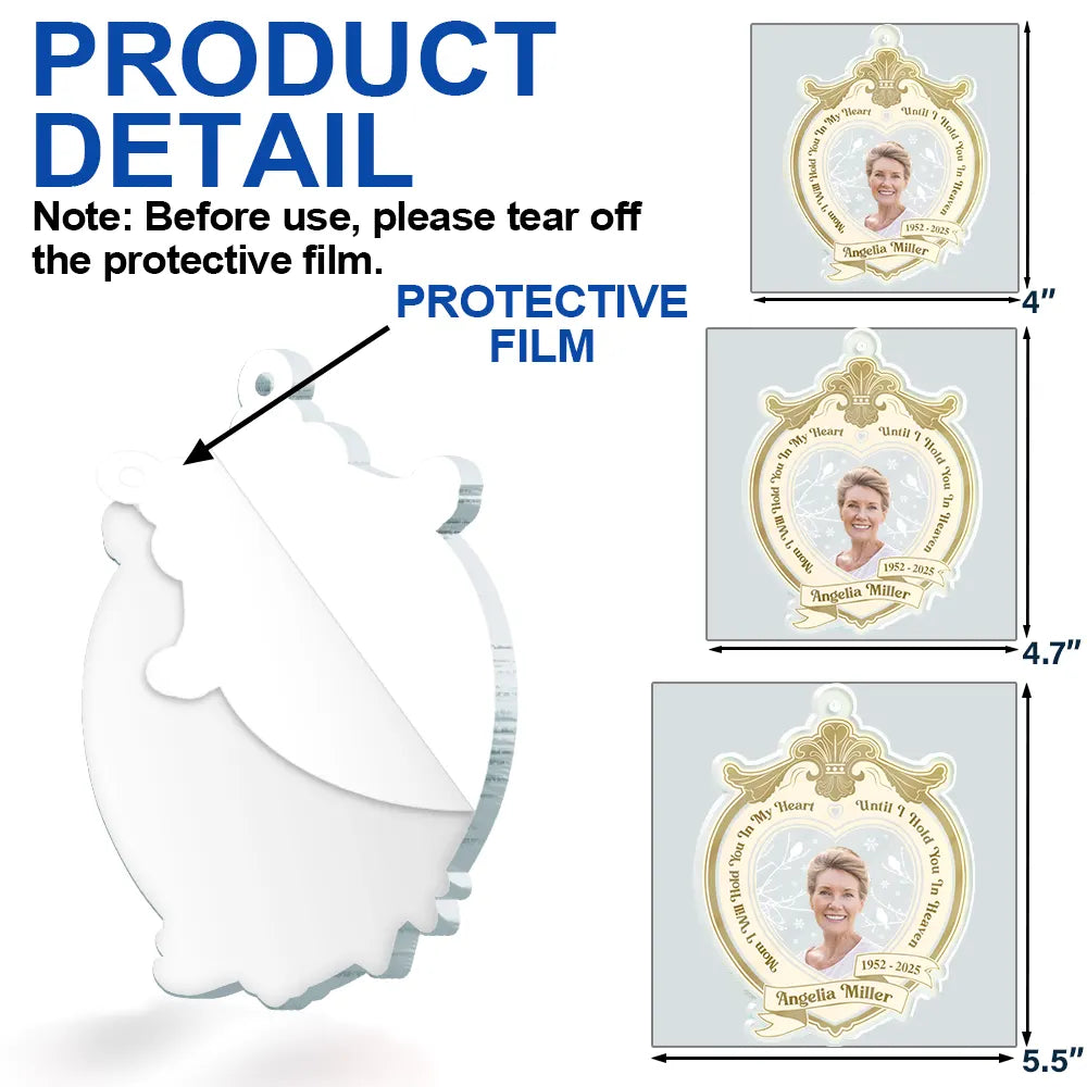 Sad,Memorial,Family,Christmas - Custom Photo I Will Hold You In My Heart - Personalized Custom Shaped Acrylic Ornament