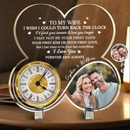 Gift For Couples,Gift For Husband,Gift For Wife,Gift For Boyfriend,Gift For Girlfriend,Old Couples,Love,Custom Photo - Custom Photo I Wish I Could Turn Back The Clock - Personalized Acrylic Desk Clock
