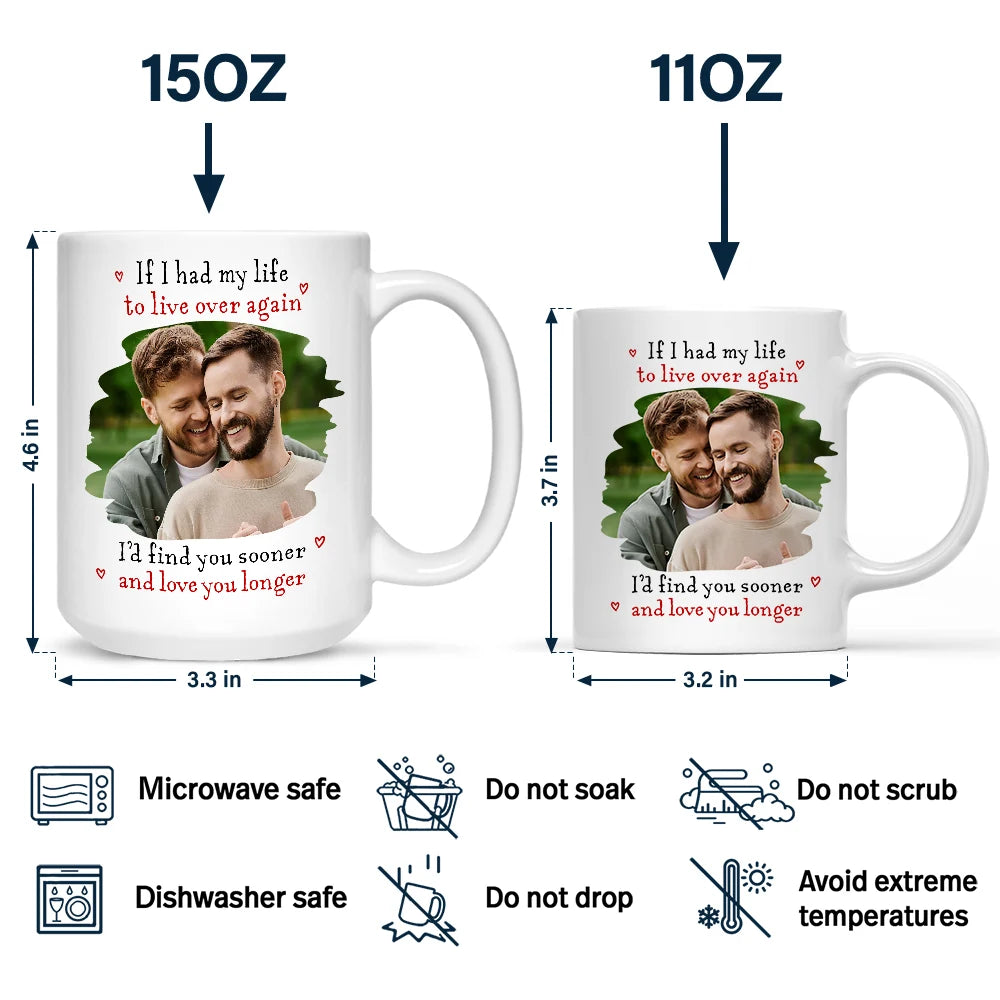 Gift For Couples,Old Couples,LGBT,Gift For Women,Gift For Men,Love - Custom Photo I'd Find You Sooner And Love You Longer - Personalized Mug
