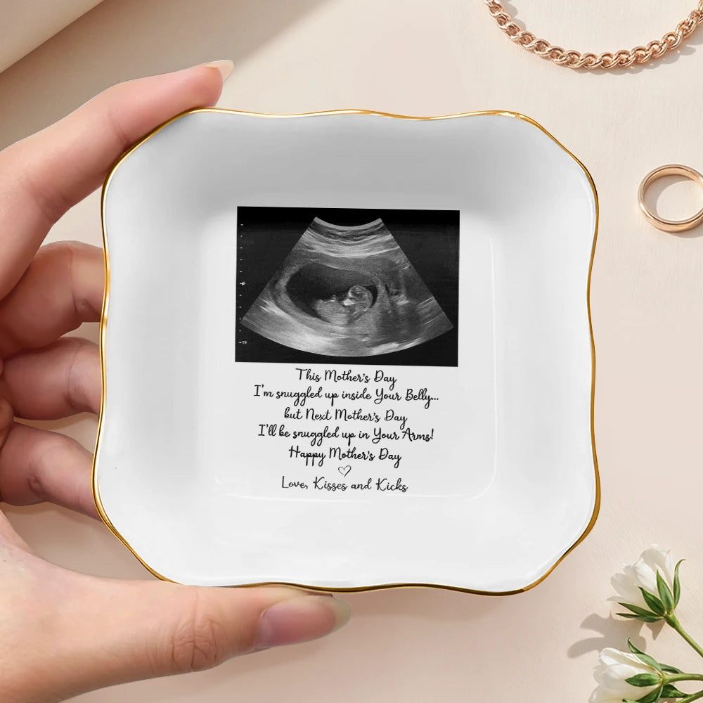 Love,Gift For Mother,Top Market,Top Market,Photo - Custom Photo I'll Be Snuggled Up In Your Belly - Personalized Ring Dish