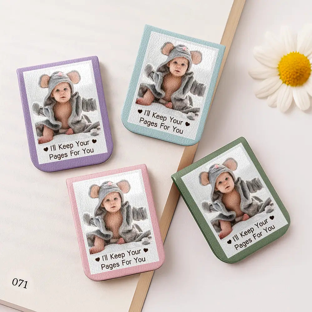 Custom Photo, Reading, Gift For Yourself, Happy - Custom Photo I'll Keep Your Pages For You - Personalized Leather Magnetic Bookmark