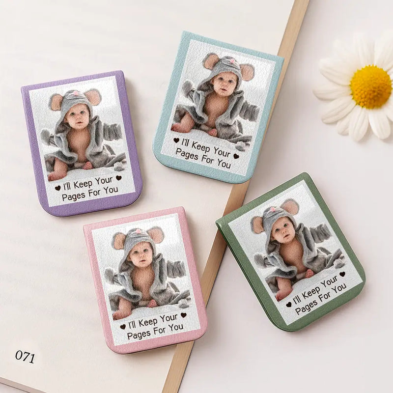 Custom Photo, Reading, Gift For Yourself, Happy - Custom Photo I'll Keep Your Pages For You - Personalized Leather Magnetic Bookmark