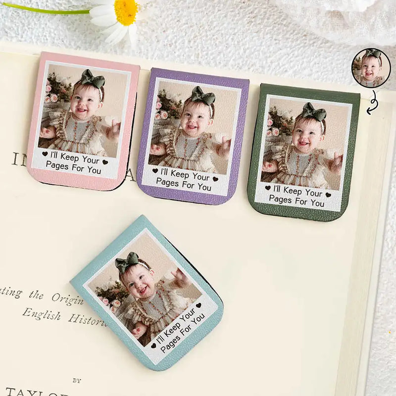 Custom Photo, Reading, Gift For Yourself, Happy - Custom Photo I'll Keep Your Pages For You - Personalized Leather Magnetic Bookmark