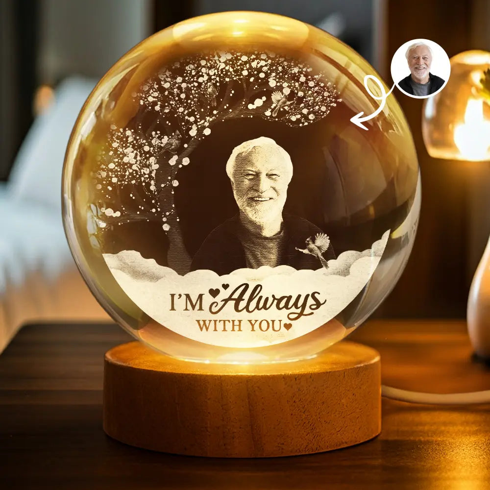 Custom Photo I'm Always With You - Personalized Crystal Globe Lamp