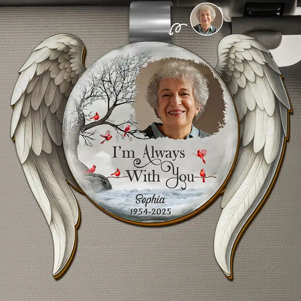 Custom Photo I'm Always With You Angel Wings - Personalized Custom Shaped Car Visor Clip