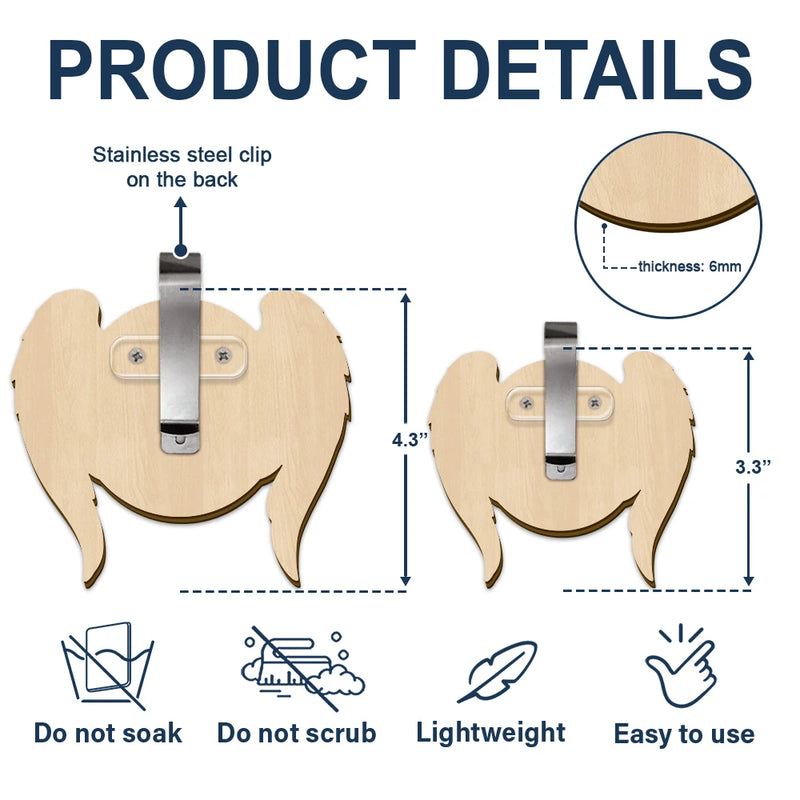 Memorial,Family,Sad,Parents,Gift For Grandparents,Pet Lovers,Custom Photo - Custom Photo I'm Always With You Angel Wings - Personalized Custom Shaped Car Visor Clip