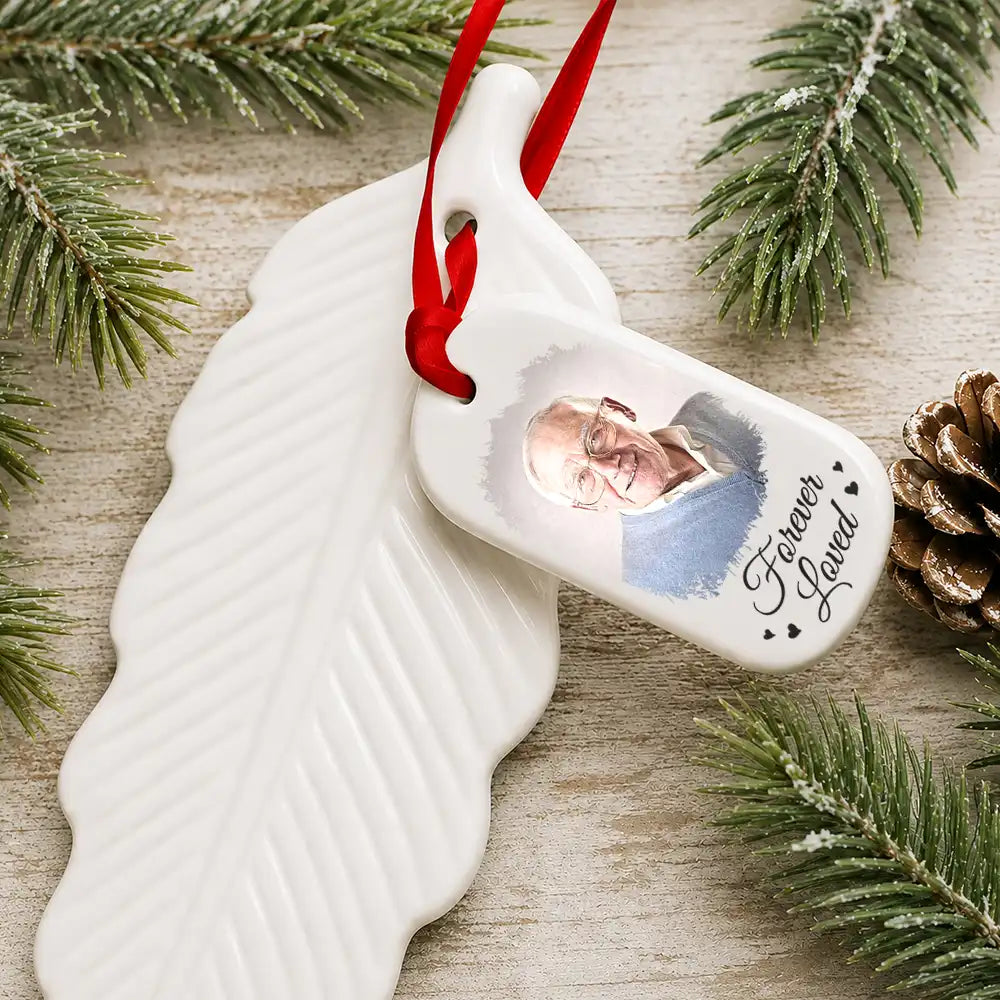 Memorial Loved One,Healing,Christmas,Custom Photo,Family,Memorial,Upload Full Photo - Custom Photo I'm Always With You Christmas Sympathy Gift - Personalized Feather Ornament