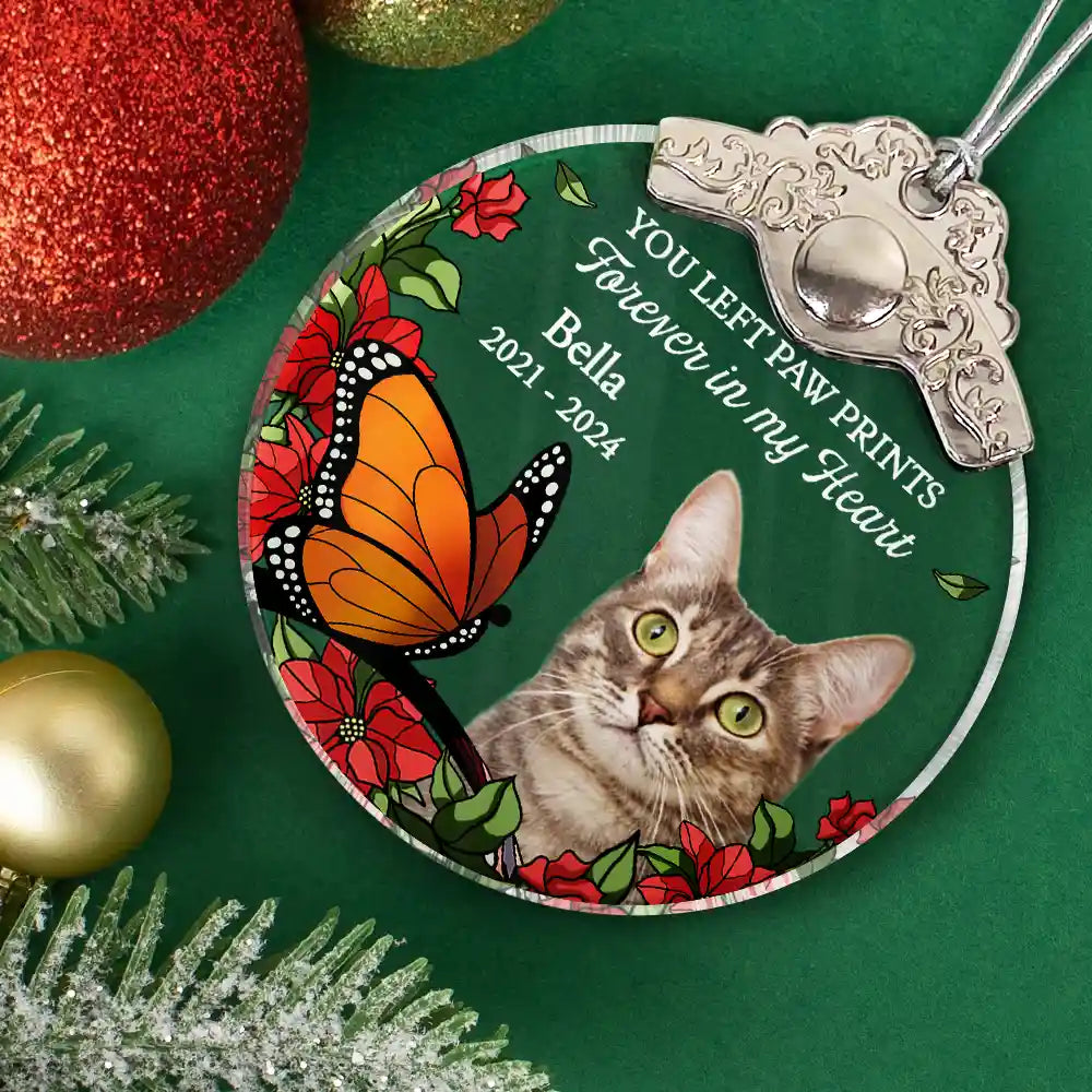 Memorial,Family,Parents,Gift For Grandparents,Christmas,Sad - Custom Photo No Longer By My Side But Forever In My Heart - Personalized Glass Ornament With Silver Cap