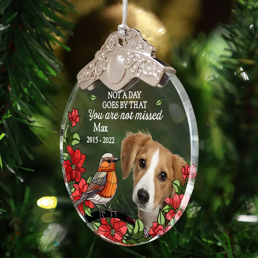 Memorial,Family,Parents,Gift For Grandparents,Christmas,Sad - Custom Photo No Longer By My Side But Forever In My Heart - Personalized Glass Ornament With Silver Cap