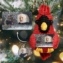 Family, Memorial, Sad, Christmas - Custom Photo I'm Always With You Memorial - Personalized Crochet Cardinal Bird Hanging Decoration