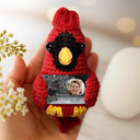 Family, Memorial, Sad, Christmas - Custom Photo I'm Always With You Memorial - Personalized Crochet Cardinal Bird Hanging Decoration