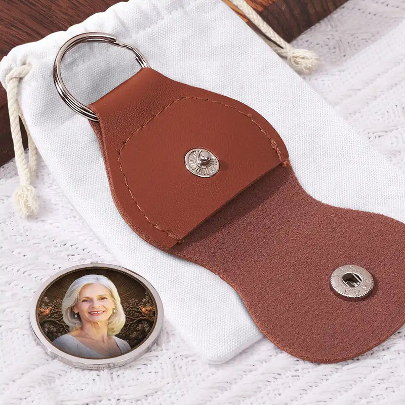 Christmas,Custom Photo,Sympathetic,Family,Memorial,Remove BG Photo - Custom Photo I'm Here By Your Side Vintage - Personalized Leather Pocket Hug