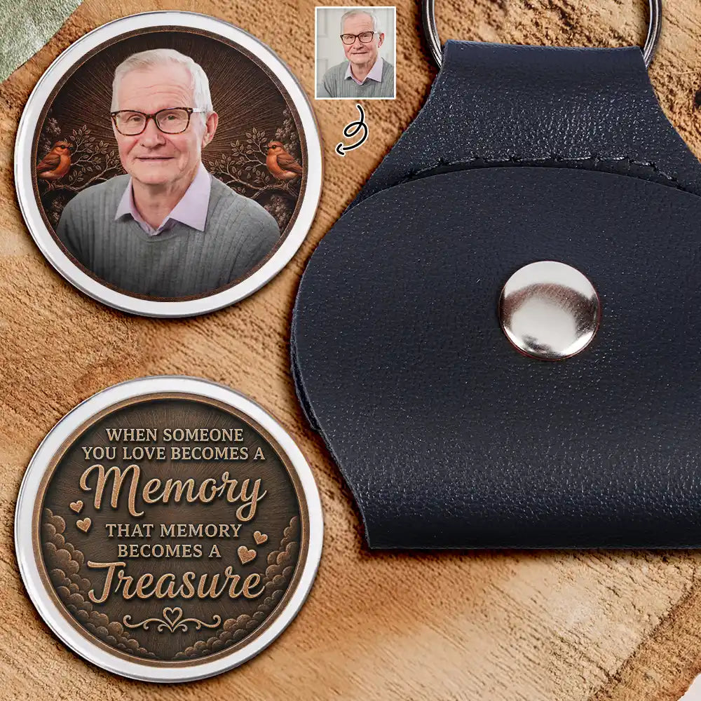 Christmas,Custom Photo,Sympathetic,Family,Memorial,Remove BG Photo - Custom Photo I'm Here By Your Side Vintage - Personalized Leather Pocket Hug