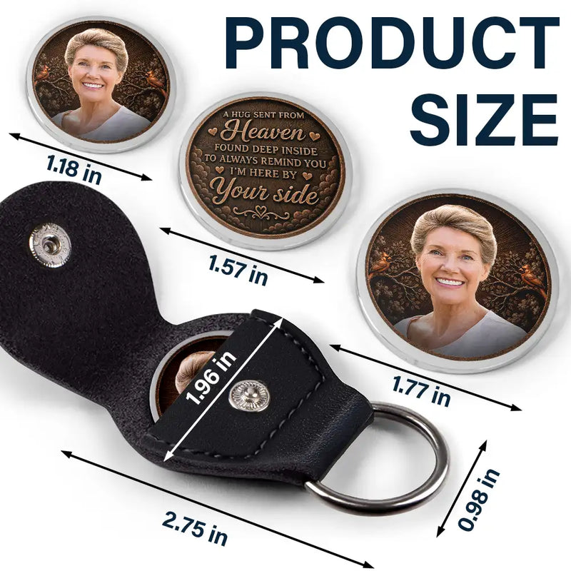 Christmas,Custom Photo,Sympathetic,Family,Memorial,Remove BG Photo - Custom Photo I'm Here By Your Side Vintage - Personalized Leather Pocket Hug