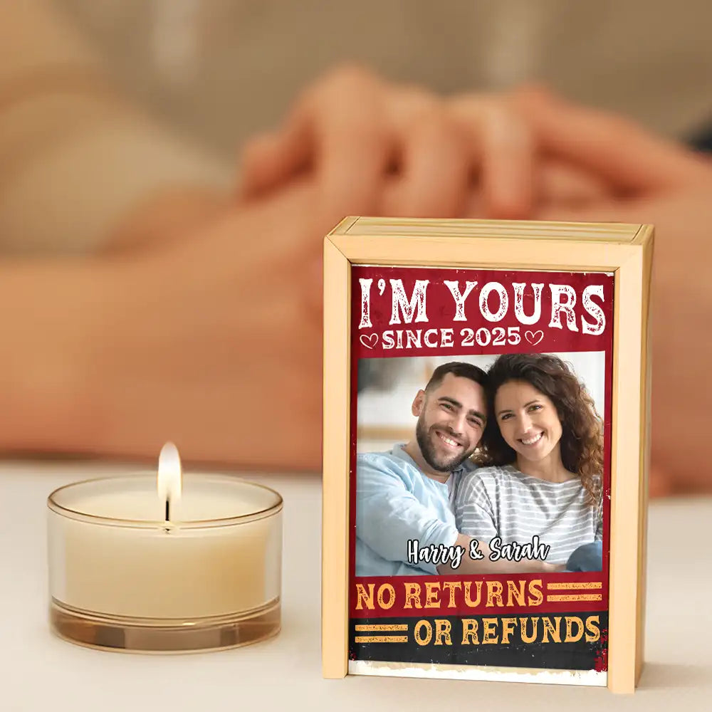 Gift For Couples, Gift For Husband, Gift For Boyfriend, Gift For Wife, Gift For Girlfriend, Love - Custom Photo I'm Yours No Returns Or Refunds Vintage - Personalized Wooden Matchbox