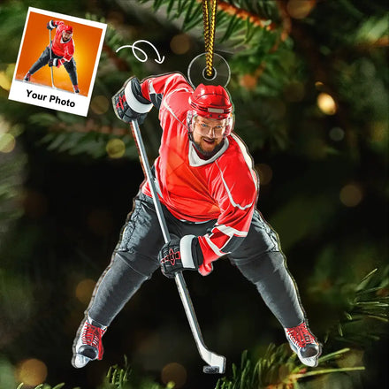 Photo personnalisée d'un joueur de hockey sur glace - Décoration photo en acrylique personnalisée
