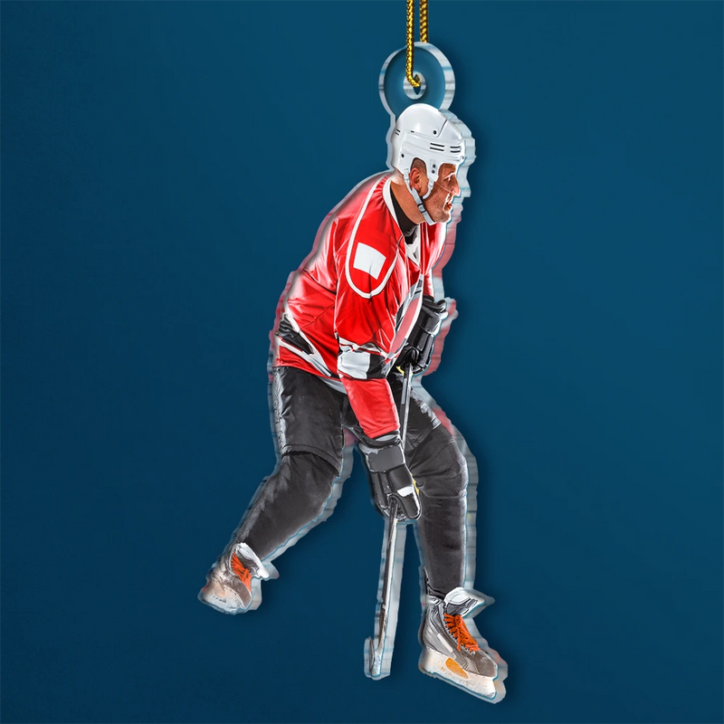 Gift For Yourself,Gift For Women,Gift For Men,Happy,Christmas,Custom Photo,Photo Hobby Ornament - Custom Photo Ice Hockey Player - Personalized Acrylic Photo Ornament