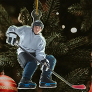 Gift For Yourself,Gift For Women,Gift For Men,Happy,Christmas,Custom Photo,Photo Hobby Ornament - Custom Photo Ice Hockey Player - Personalized Acrylic Photo Ornament