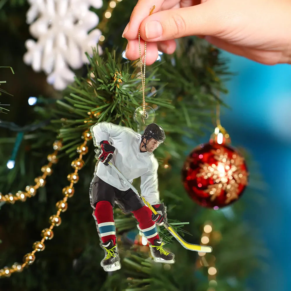 Gift For Yourself,Gift For Women,Gift For Men,Happy,Christmas,Custom Photo,Photo Hobby Ornament - Custom Photo Ice Hockey Player - Personalized Acrylic Photo Ornament