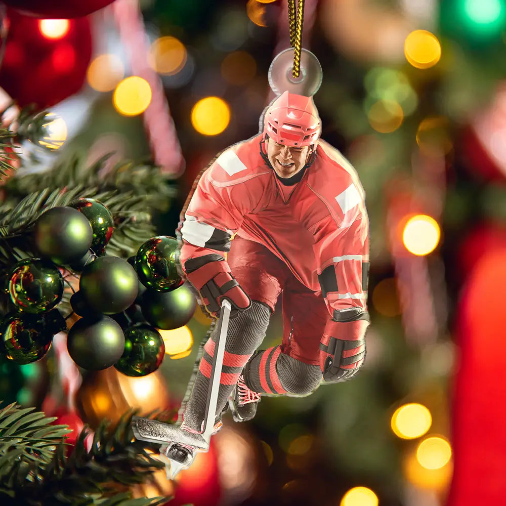 Gift For Yourself,Gift For Women,Gift For Men,Happy,Christmas,Custom Photo,Photo Hobby Ornament - Custom Photo Ice Hockey Player - Personalized Acrylic Photo Ornament