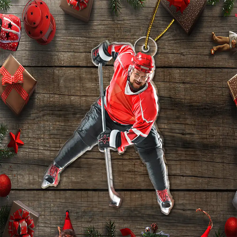 Gift For Yourself,Gift For Women,Gift For Men,Happy,Christmas,Custom Photo,Photo Hobby Ornament - Custom Photo Ice Hockey Player - Personalized Acrylic Photo Ornament