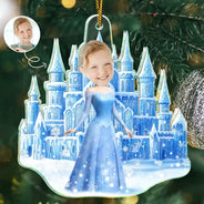 Gift For Kids,Gift For Grandkids,Photo Hobby Ornament,Custom Photo,Funny,Christmas - Custom Photo Ice Princess Face Cut - Personalized Acrylic Photo Ornament