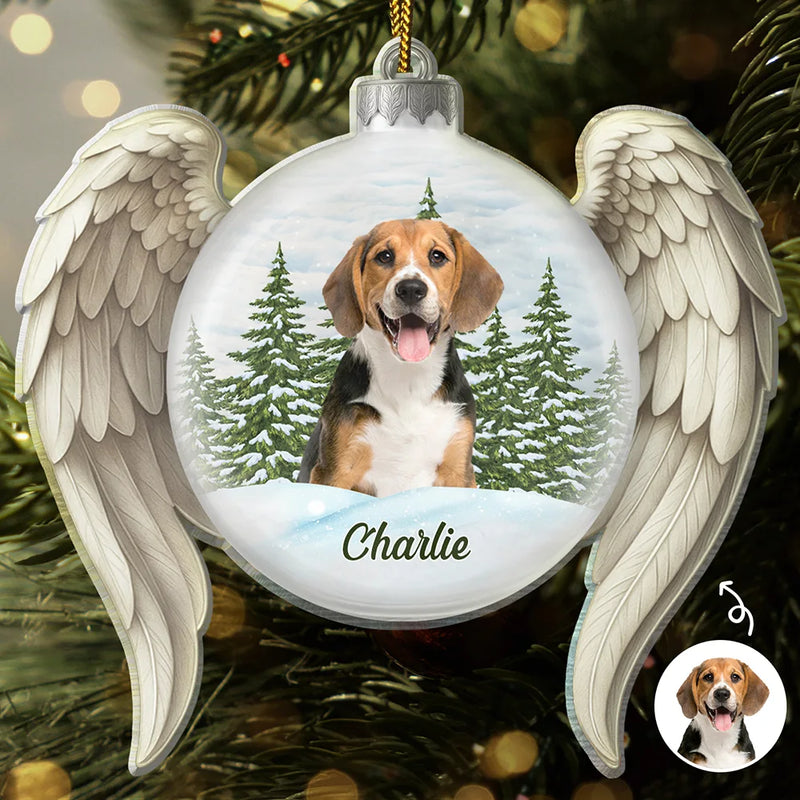 Christmas,Memorial,Sad,Pet Lovers,Dog Lovers,Cat Lovers,Family - Custom Photo In Loving Memory - Personalized Custom Shaped Acrylic Ornament