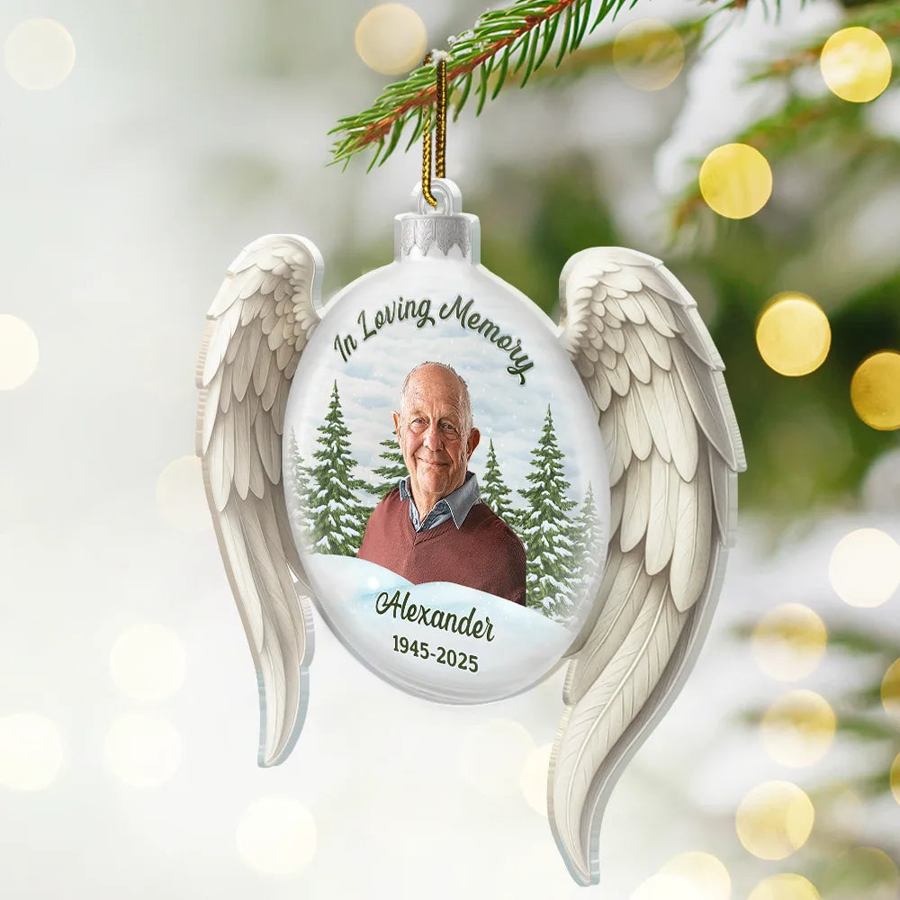Christmas,Memorial,Sad,Pet Lovers,Dog Lovers,Cat Lovers,Family - Custom Photo In Loving Memory - Personalized Custom Shaped Acrylic Ornament