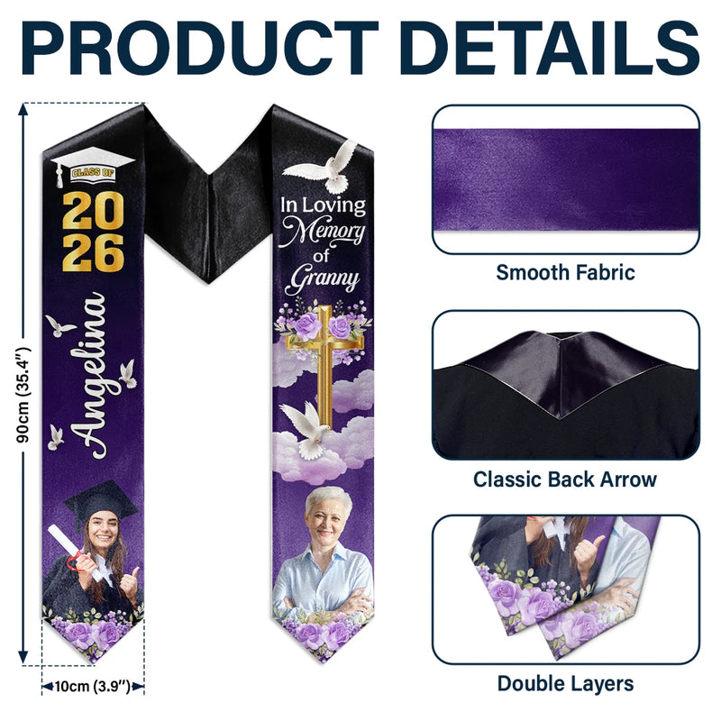 Gift For Yourself,Gift For Women,Gift For Men,Graduation,Memorial,Sad - Custom Photo In Loving Memory Family - Personalised Stoles