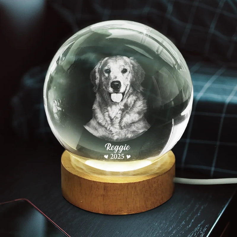 Family - Custom Photo In Loving Memory Memorial - Personalized Crystal Globe Lamp