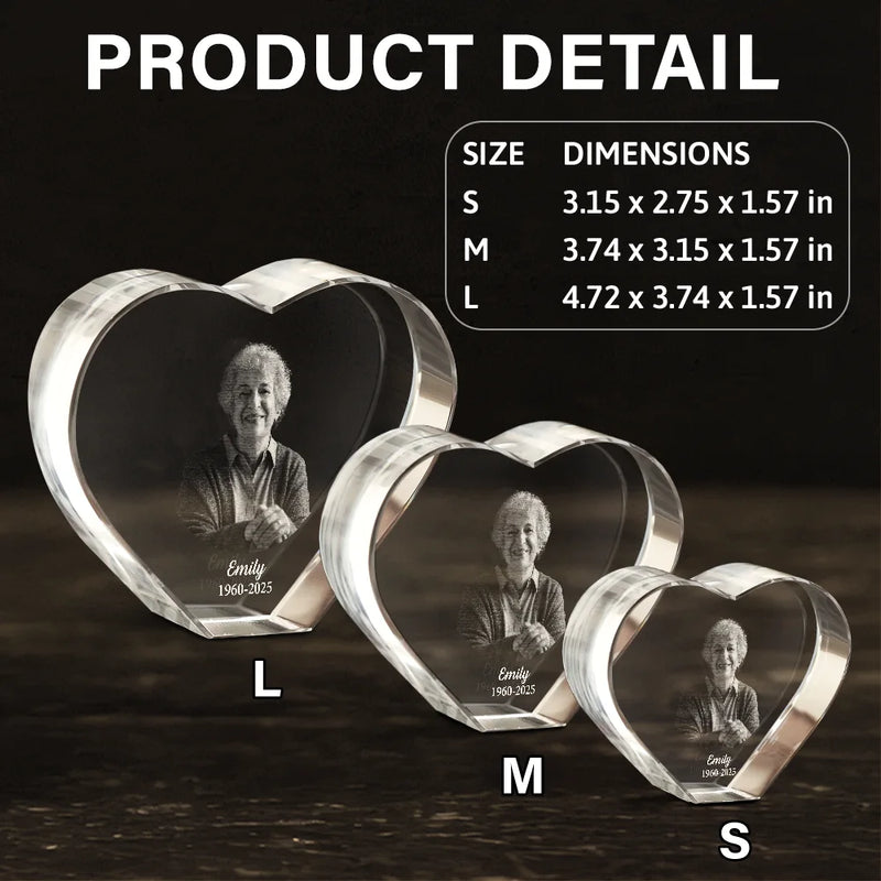 Custom Photo In Loving Memory Memorial - Personalized Crystal Heart