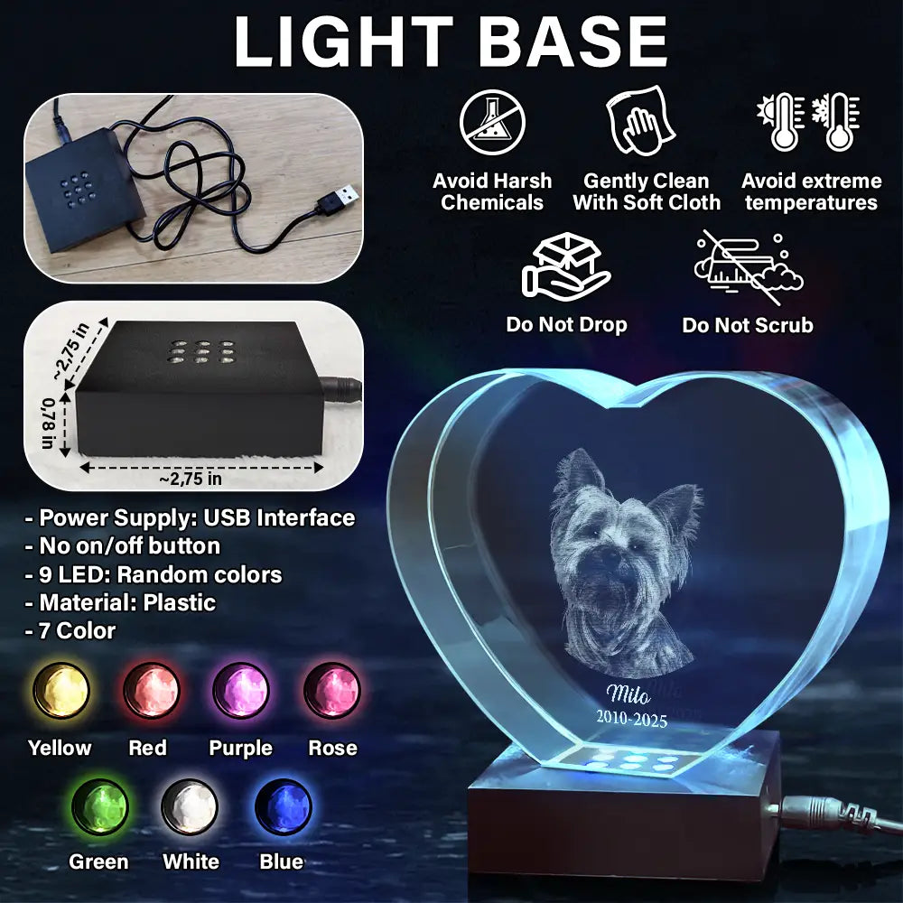 Custom Photo In Loving Memory Memorial - Personalized Crystal Heart