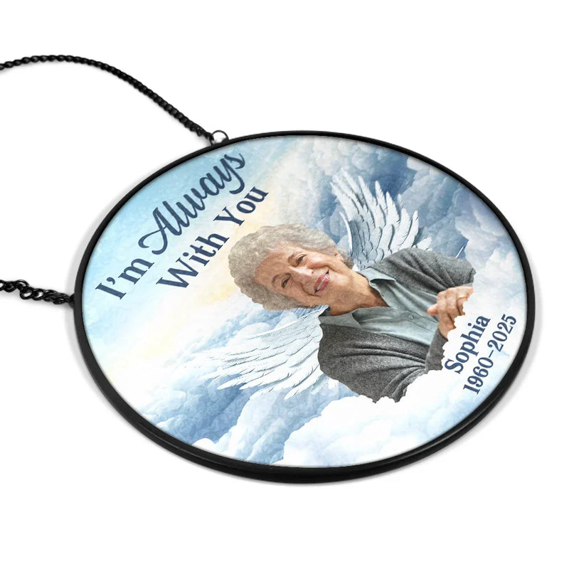 Parents, Memorial, Sad, Gift For Grandparents, Gift For Sibling, Family - Custom Photo In Loving Memory Memorial Heaven - Personalized Stained Glass Window Hanging Suncatcher
