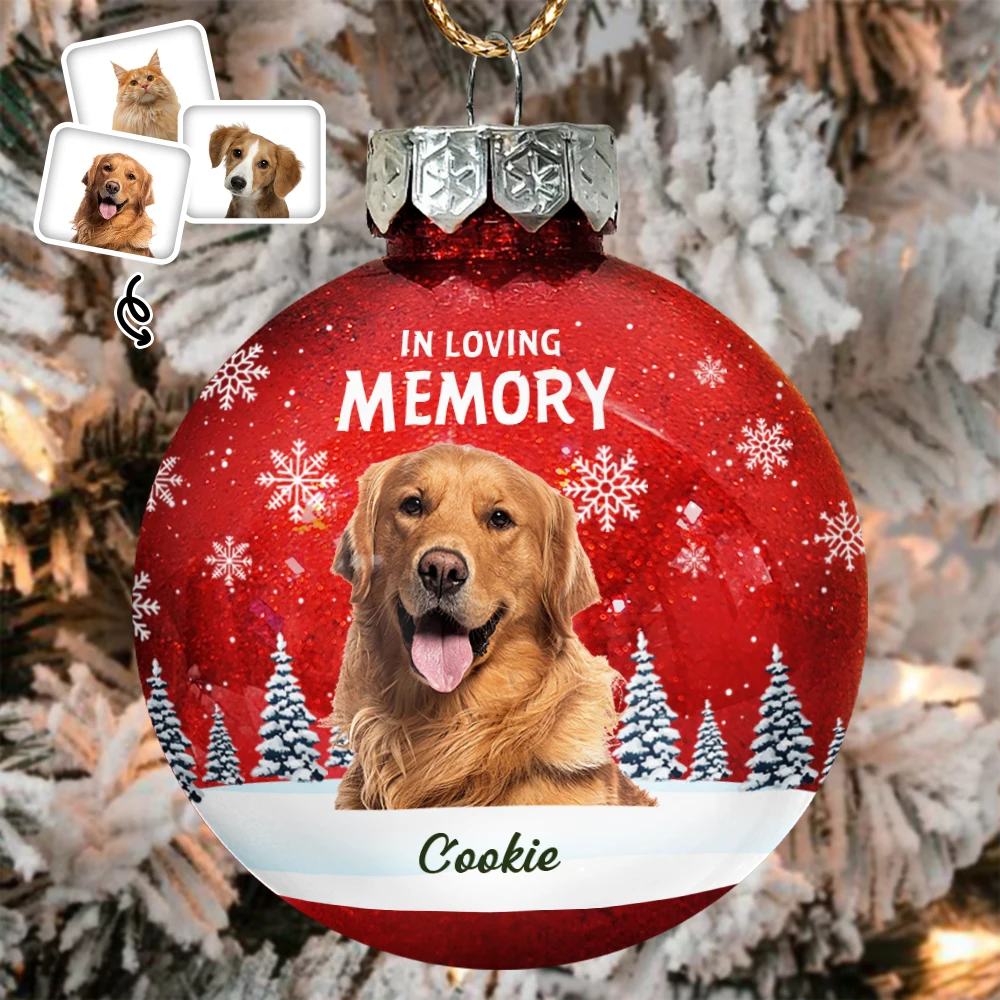 Custom Photo In Loving Memory Pet - Personalized Ball Ornament