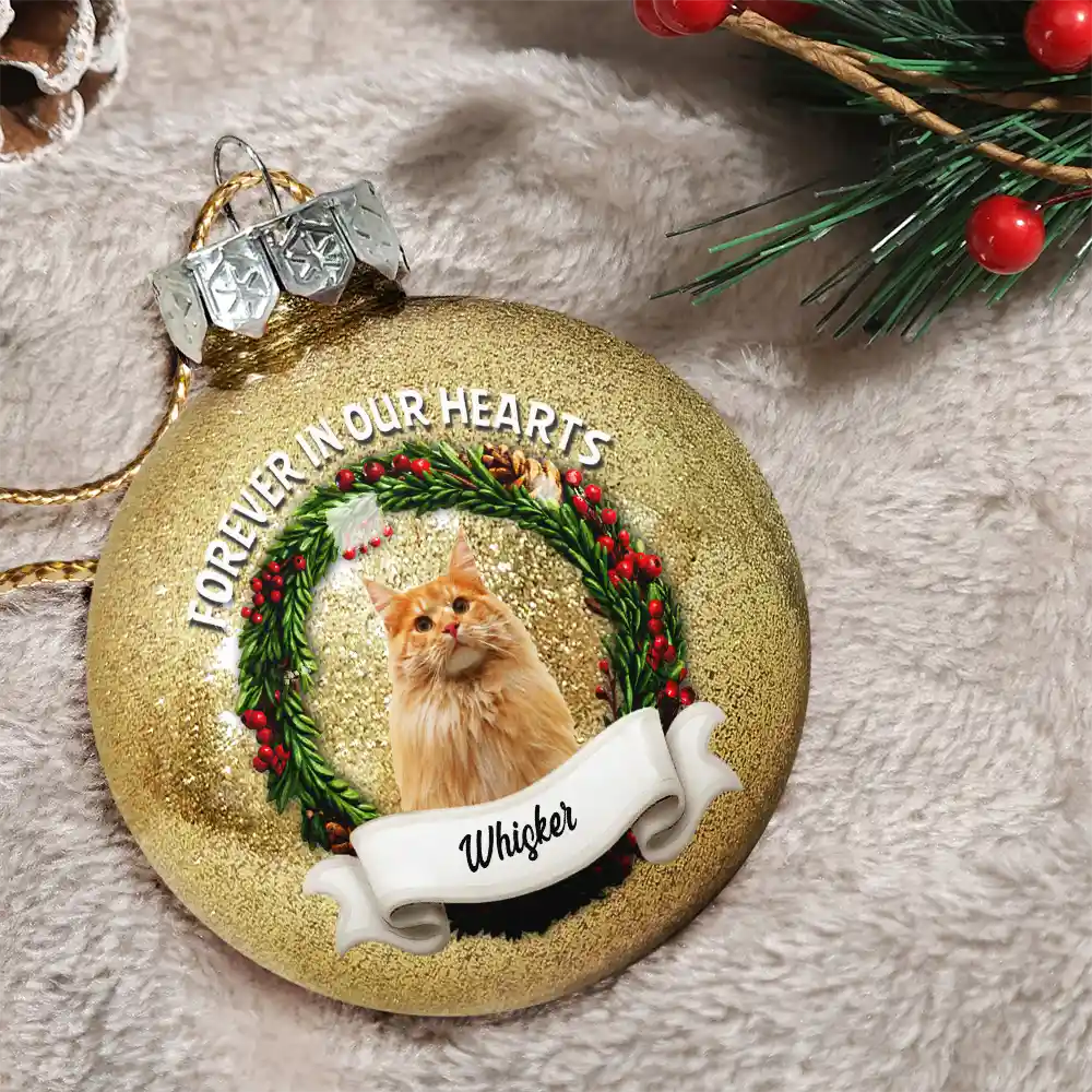 Dog Lovers,Pet Lovers,Christmas,Cat Lovers,Memorial,Sad - Custom Photo In Loving Memory Pet Lovers - Personalized Ball Ornament