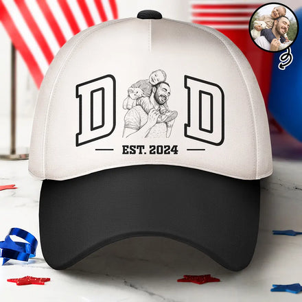Custom Photo Ink Drawing Dad Mom Est Year - Personalized Classic Cap