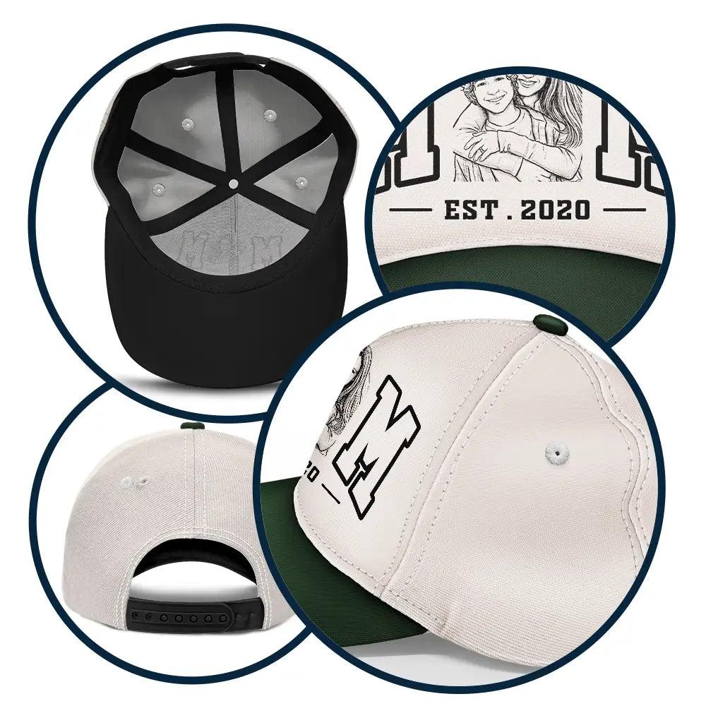 Gift For Father,Custom Photo,Art Design,Confident,Photo - Ink Drawing - Custom Photo Ink Drawing Dad Mom Est Year - Personalized Classic Cap