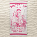 Parents,Gift For Women,Gift For Yourself,Gift For Sibling,Gift For Sisters,Gift For Brothers,Family,Gift For Bestie,Gifts For Colleagues,Summer,Beach,Happy - Custom Photo Ink Drawing Girls Trip Family Trip Beach Vacation - Personalized Beach Towel