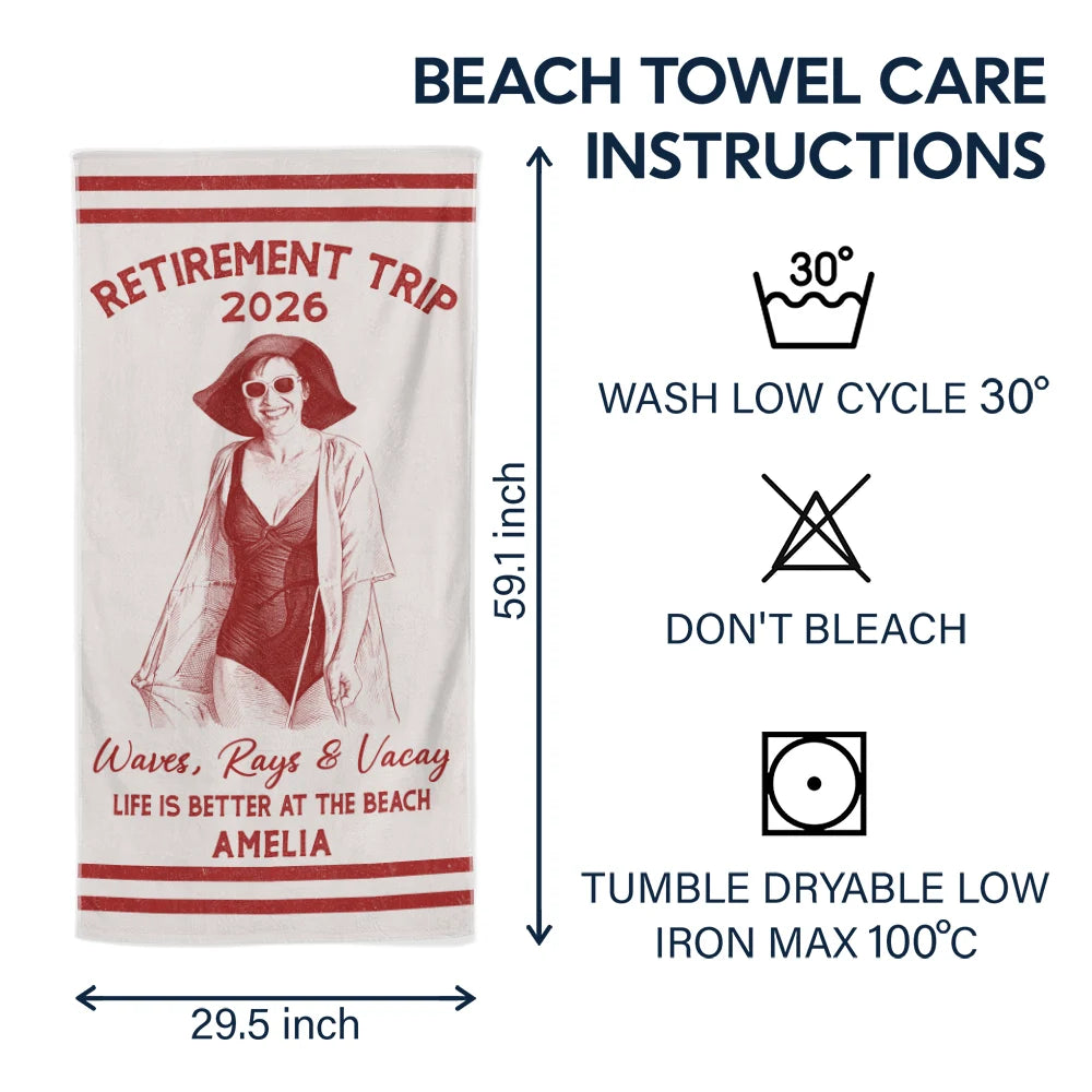 Parents,Gift For Women,Gift For Yourself,Gift For Sibling,Gift For Sisters,Gift For Brothers,Family,Gift For Bestie,Gifts For Colleagues,Summer,Beach,Happy - Custom Photo Ink Drawing Girls Trip Family Trip Beach Vacation - Personalized Beach Towel
