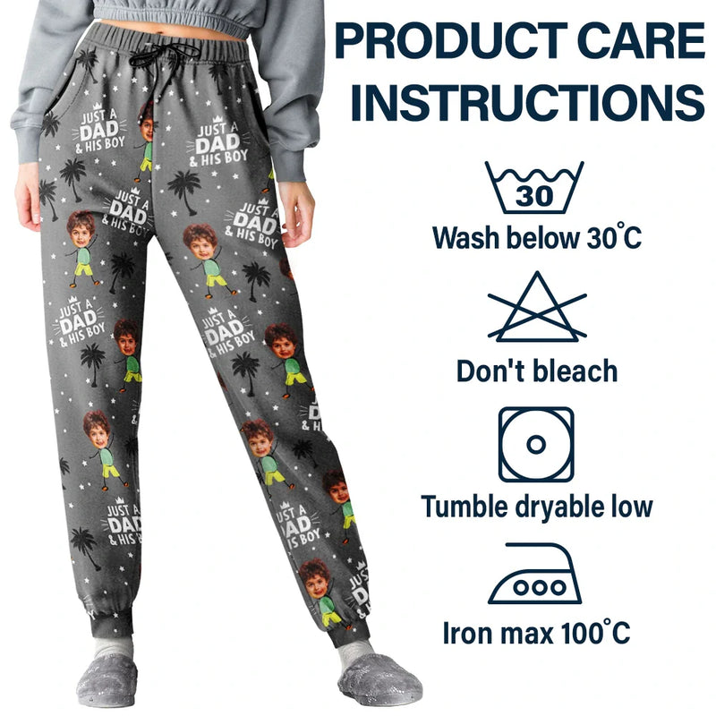 Gift For Father,Dad,Children - Custom Photo Just A Dad And His Girl - Personalized Pajama Pants