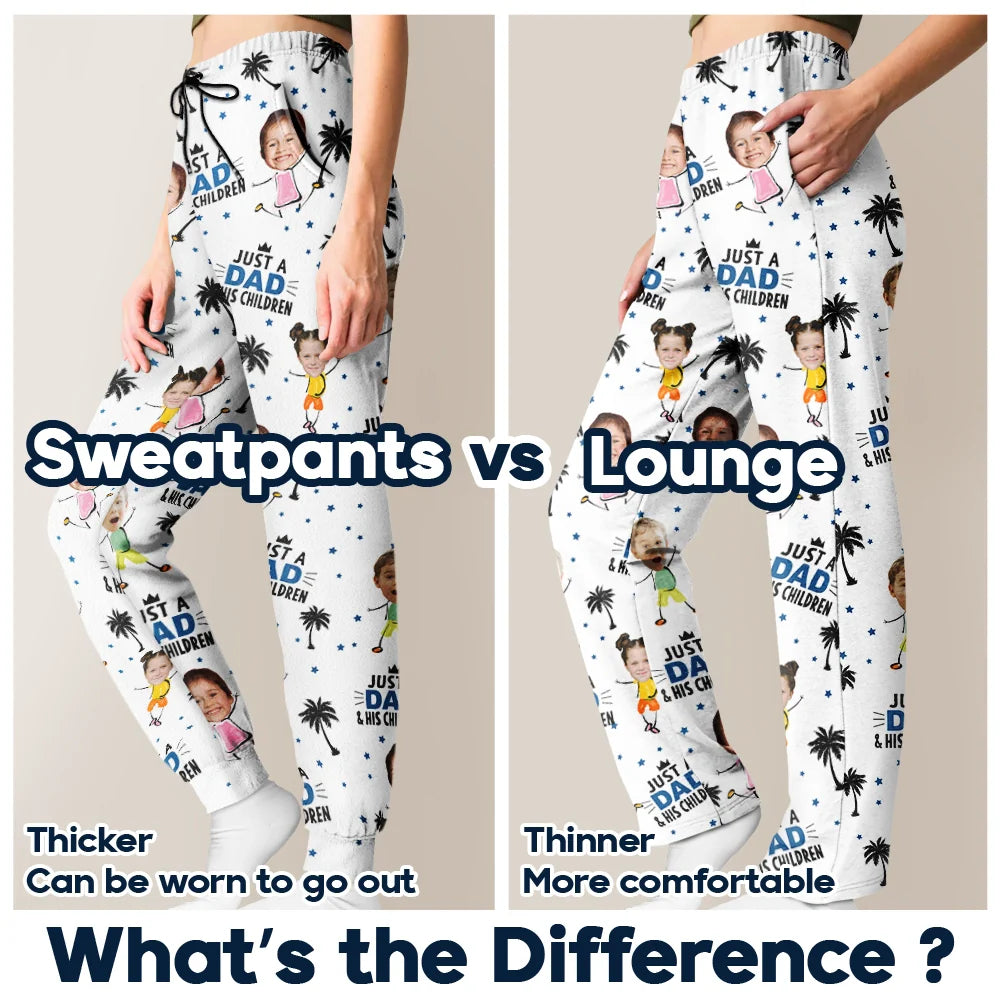 Gift For Father,Dad,Children - Custom Photo Just A Dad And His Girl - Personalized Pajama Pants