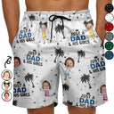 Gift For Father,Dad - Daughters (Young),Happy,Summer - Custom Photo Just A Dad And His Girls - Personalized Unisex Beach Shorts