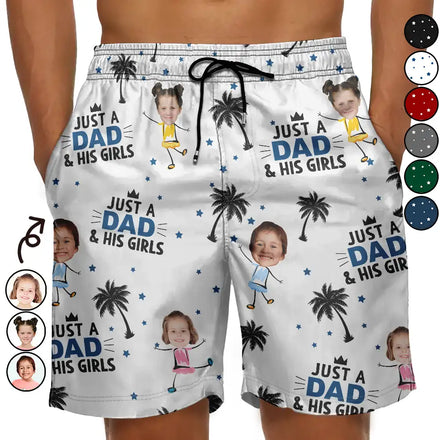 Photo personnalisée : juste un papa et ses filles - Short de plage unisexe personnalisé