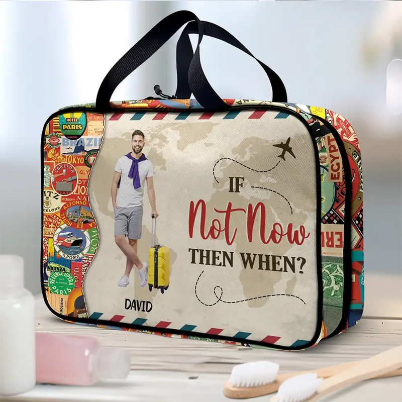 Travel, Custom Photo, Gift For Yourself, Happy - Custom Photo Just A Girl Boy Who Loves Traveling - Personalized Toiletry Bag