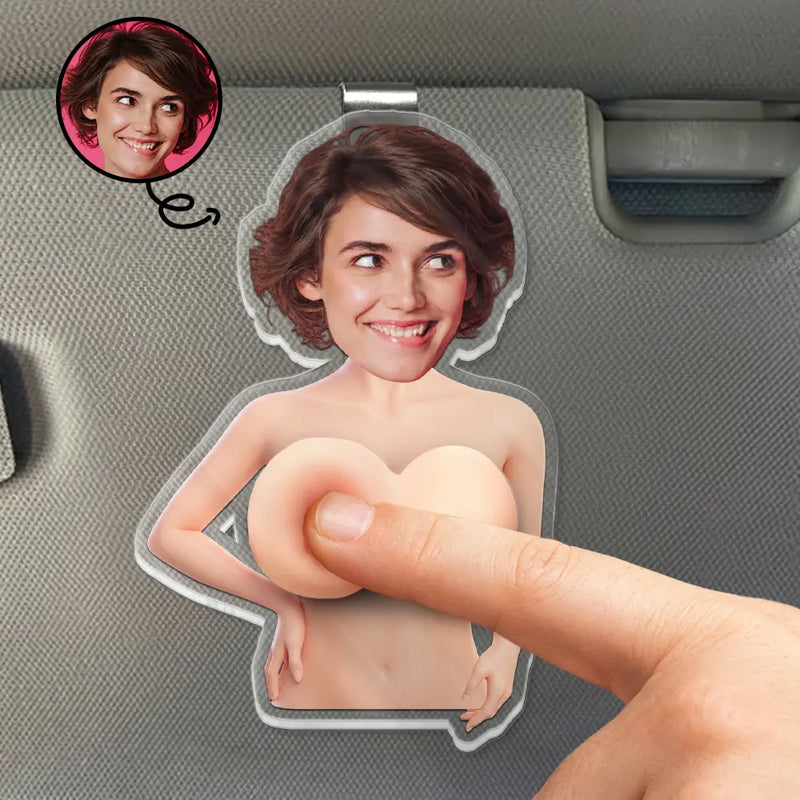 Custom Photo,Gift For Men,Gift For Yourself,Humorous,Cut-Face Photo - Custom Photo Just One More Poke - Personalized Squishy Acrylic Car Visor Clip