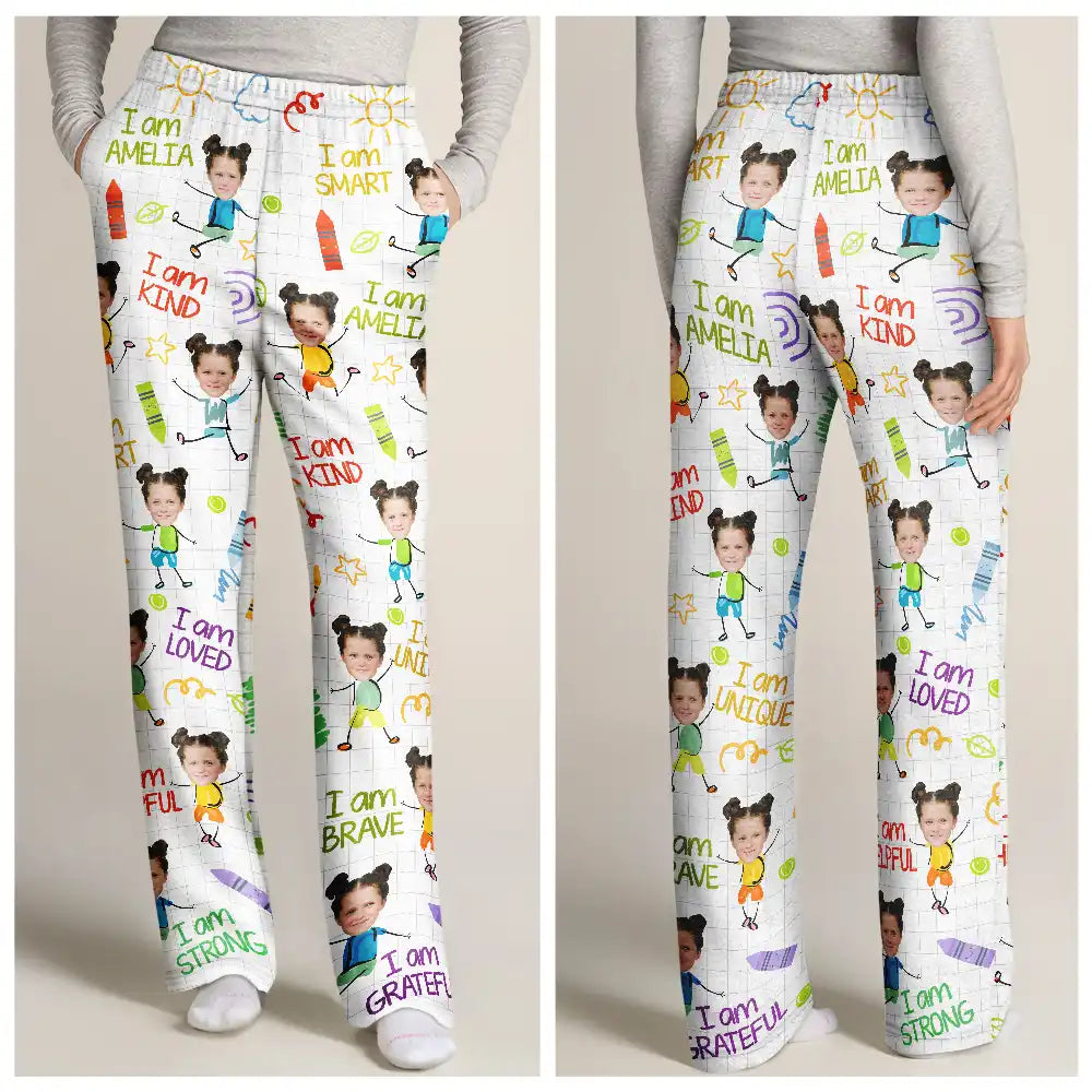 Custom Photo,Gift For Kids,Gift For Grandkids,Back To School,Happy - Custom Photo Kid Affirmations I Am Kind - Personalized Sweatpants