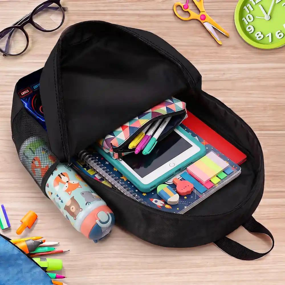 Adorable,Back To School,Custom Photo,Gift For Kids,Cut-Face Photo - Custom Photo Kid Car Racing - Personalized Kids Backpack