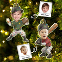 Gift For Kids,Gift For Grandkids,Photo Hobby Ornament,Custom Photo,Funny,Christmas - Custom Photo Kid Playing Baseball - Personalized Acrylic Photo Ornament